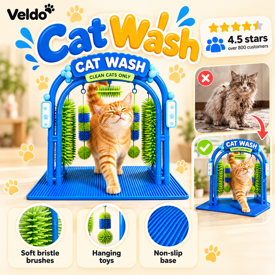 Cat Wash Self-Grooming Arch with Soft Brushes