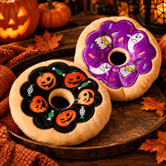 Halloween Donut Squeaky Toy — Pumpkin or Ghost
