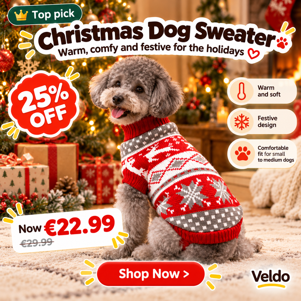 Christmas Knitted Dog Jumper - Snowflake Turtleneck Sweater