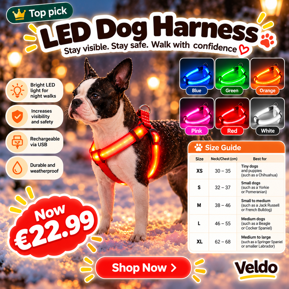 LED Light-Up Dog Harness - USB Rechargeable Night Walk Harness