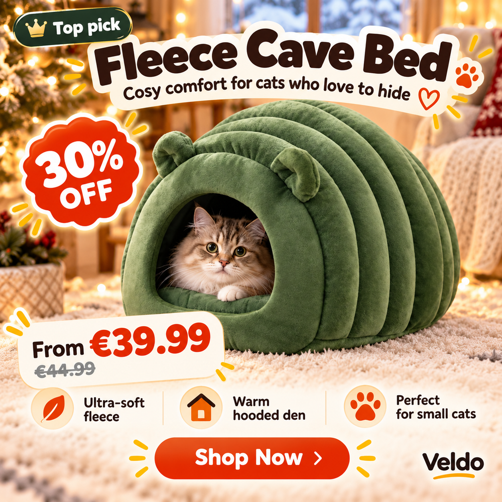 Winter Warm Cat Cave Bed - Plush Covered Cat Nest