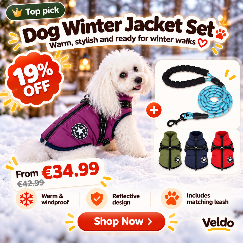 Waterproof Winter Dog Coat with Built-In Harness