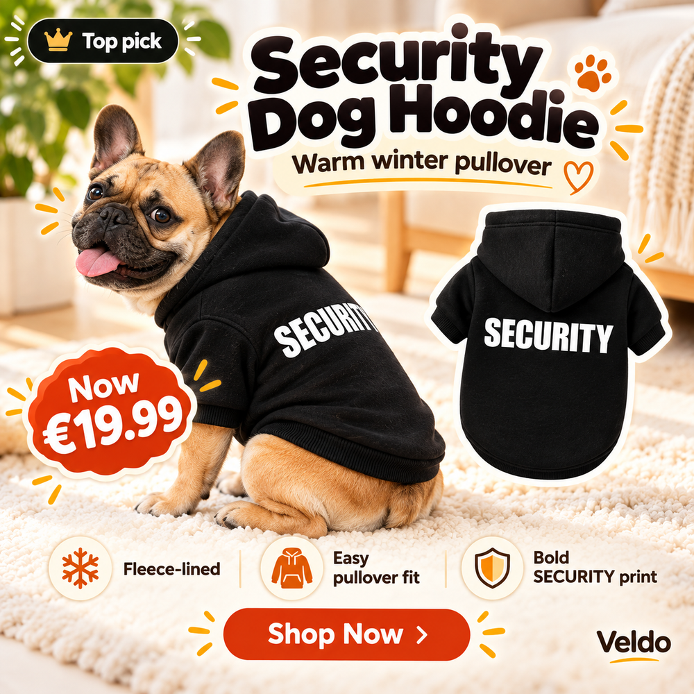 Fleece-Lined Security Dog Hoodie - Warm Winter Pullover for Dogs
