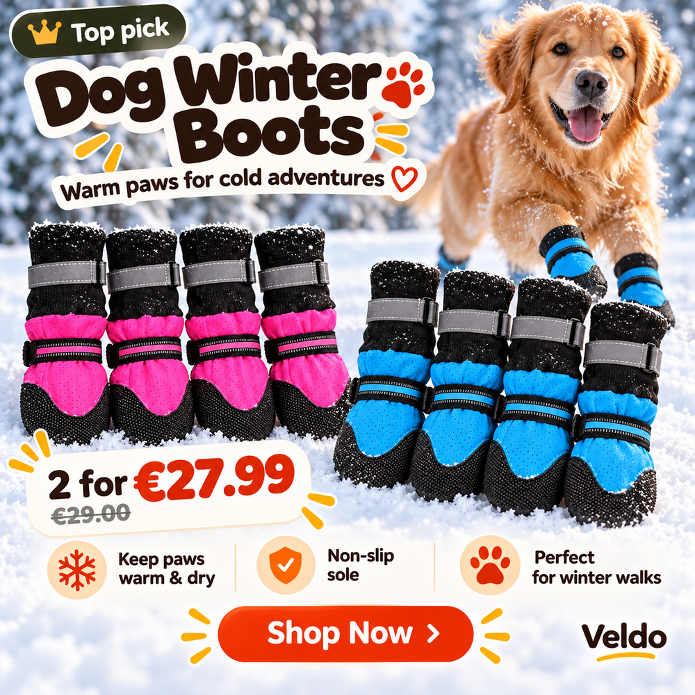 Anti-Slip Winter Dog Boots Set of 4 - Waterproof Snow Paw Protectors