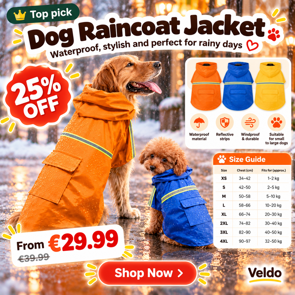 Waterproof Reflective Dog Raincoat - Hooded Rain Jacket for Dogs