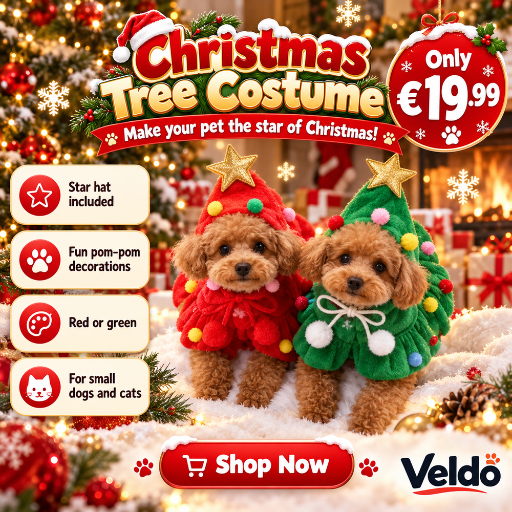 Christmas Tree Costume for Small Dogs and Cats with Star Hat