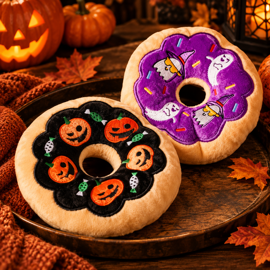 Halloween Donut Squeaky Toy — Pumpkin or Ghost