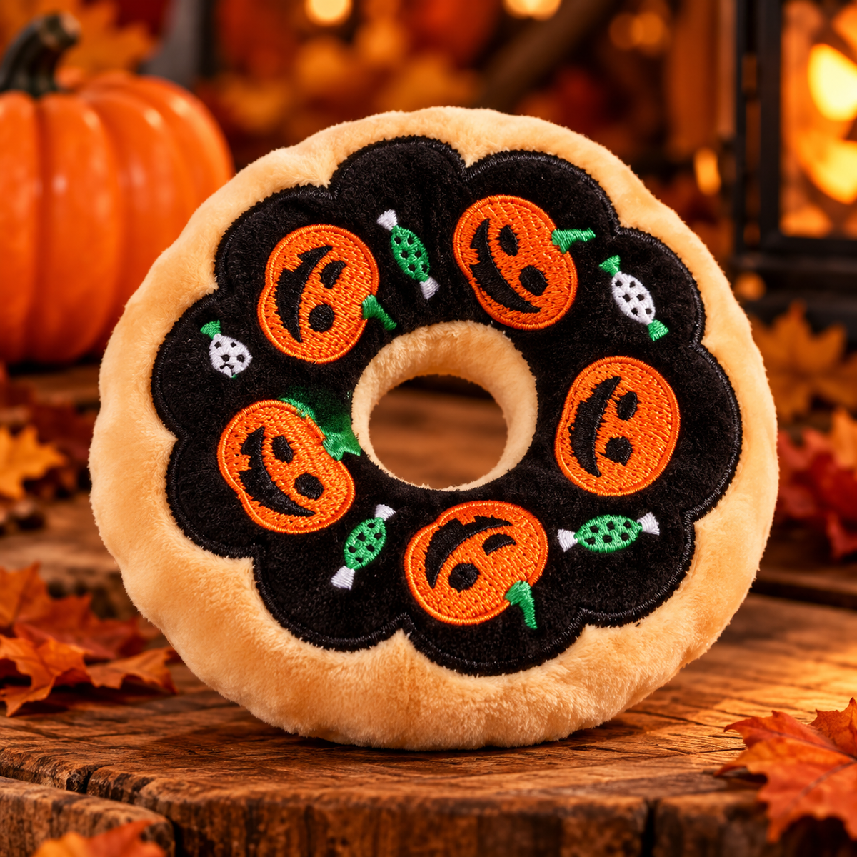 Halloween Donut Squeaky Toy — Pumpkin or Ghost