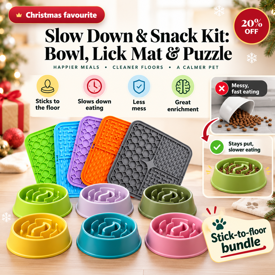 Slow Down & Snack Kit: Bowl, Lick Mat & Puzzle
