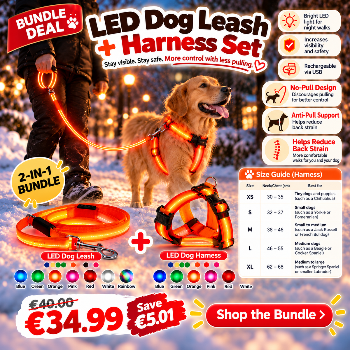 Anti-Pull LED Dog Harness and leash – Comfortable, Safer Walks